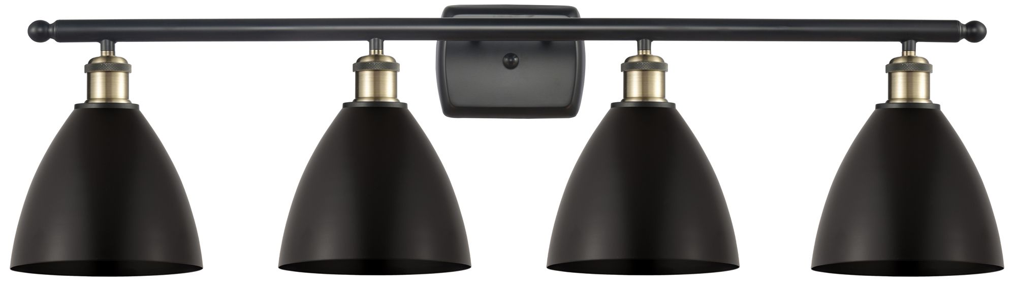 Metal Bristol 37.5"W 4 Light Black Brass LED Bath Light w/ Black Shade