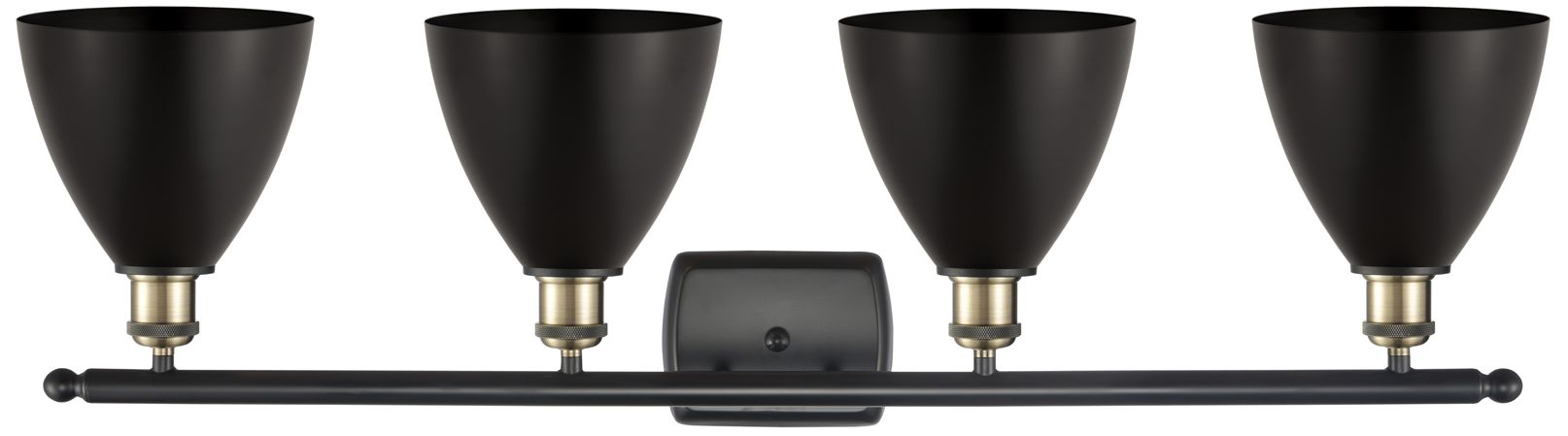 Thumbnail2 of Metal Bristol 37.5"W 4 Light Black Brass LED Bath Light w/ Black Shade more views