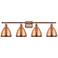 Metal Bristol 37.5"W 4 Light Copper LED Bath Light With Copper Shade