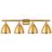 Metal Bristol 37.5"W 4 Light Satin Gold Bath Light With Satin Gold Sha