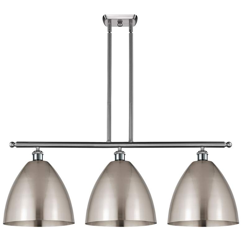 Image 1 Metal Bristol 38.5"W 3 Light Brushed Satin Nickel Stem LED Island Ligh