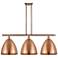 Metal Bristol 38.5"W 3 Light Copper Stem Hung Island Light w/ Copper S