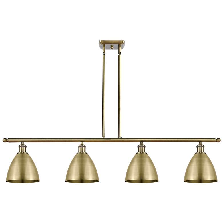 Image 1 Metal Bristol 48"W 4 Light Antique Brass Island Light w/ 7.5" Sha