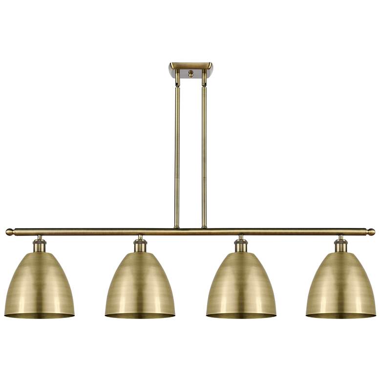 Image 1 Metal Bristol 48"W 4 Light Antique Brass Island Light w/ 9" Shade