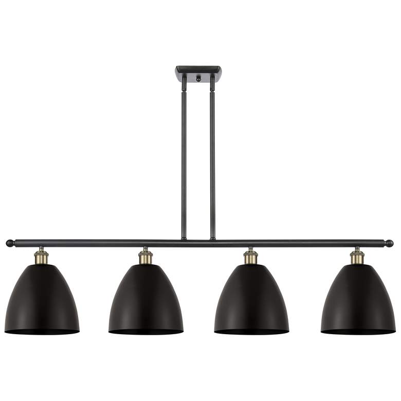 Image 1 Metal Bristol 48"W 4 Light Black Brass Island Light w/ 9" Shade B