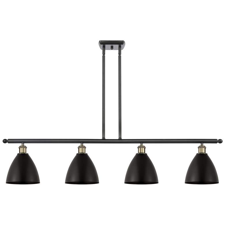 Image 1 Metal Bristol 48"W 4 Light Black Brass LED Island Light w/ 7.5" B
