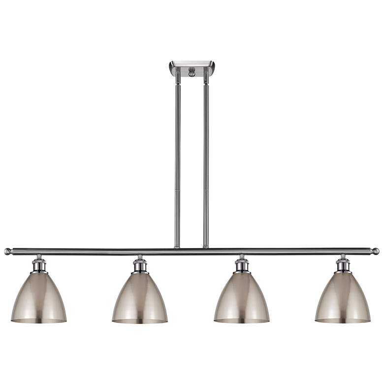 Image 1 Metal Bristol 48"W 4 Light Brushed Satin Nickel Island Light w/ 7.5&qu