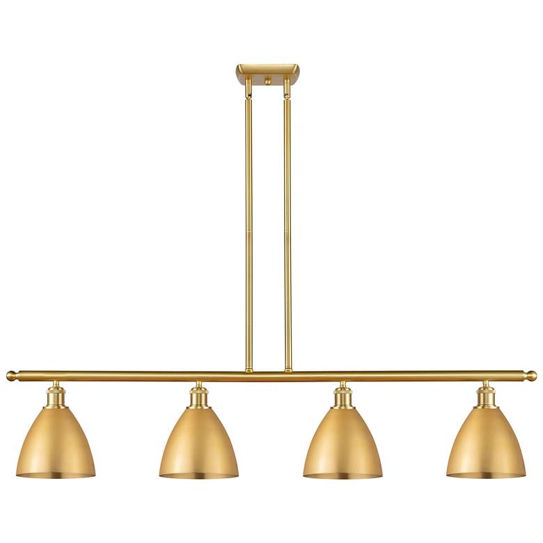 Image 1 Metal Bristol 48"W 4 Light Satin Gold LED Island Light w/ 7.5" Sh
