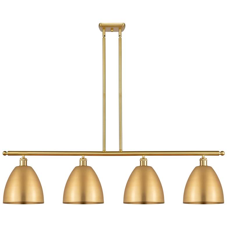Image 1 Metal Bristol 48"W 4 Light Satin Gold LED Island Light w/ 9" Shad