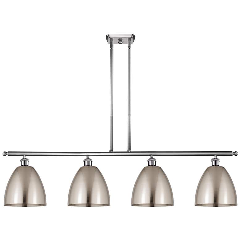 Image 1 Metal Bristol 48"W 4 Light Satin Nickel LED Island Light w/ 9" Sh