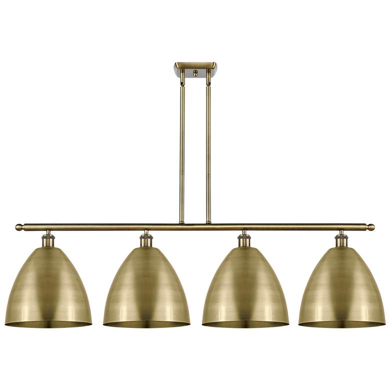 Image 1 Metal Bristol 50.25"W 4 Light Antique Brass Stem Island Light