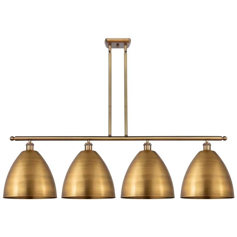 Image 1 Metal Bristol 50.25"W 4 Light Brushed Brass Stem Island Light