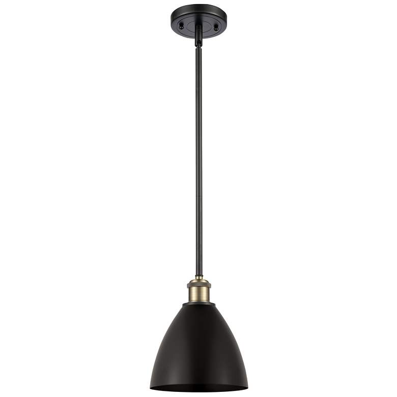 Image 1 Metal Bristol 7.5" Wide Black Antique Brass Pendant With Matte Black S