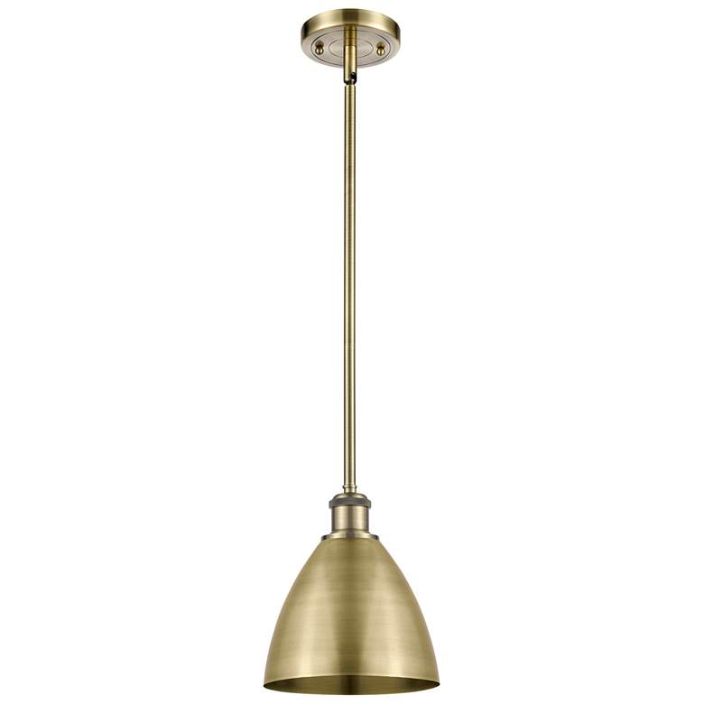 Image 1 Metal Bristol 7.5"W Antique Brass LED Pendant With Antique Brass Shade