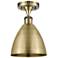 Metal Bristol 7.5"W Antique Brass LED Semi.Flush Mount