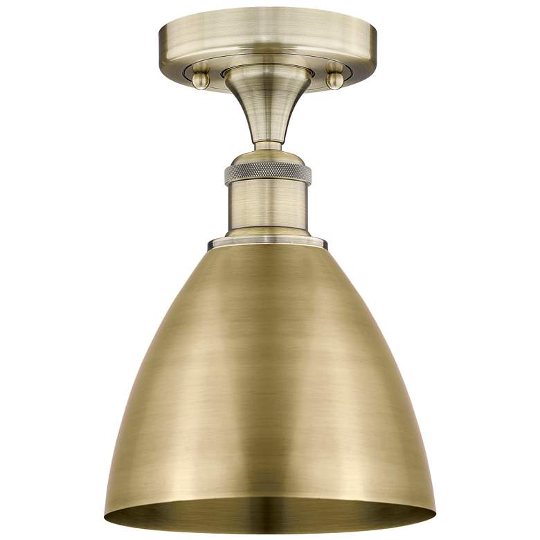 Image 1 Metal Bristol 7.5"W Antique Brass Semi.Flush Mount With Antique Brass