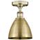 Metal Bristol 7.5"W Antique Brass Semi.Flush Mount With Antique Brass