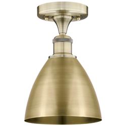 Metal Bristol 7.5"W Antique Brass Semi.Flush Mount With Antique Brass