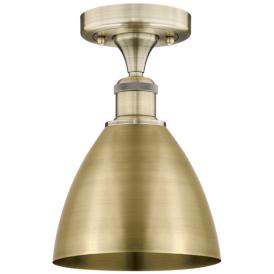 Metal Bristol 7.5"W Antique Brass Semi.Flush Mount With Antique Brass Metal Bristol 7.5"W Antique Brass Semi.Flush Mount With Antique Brass