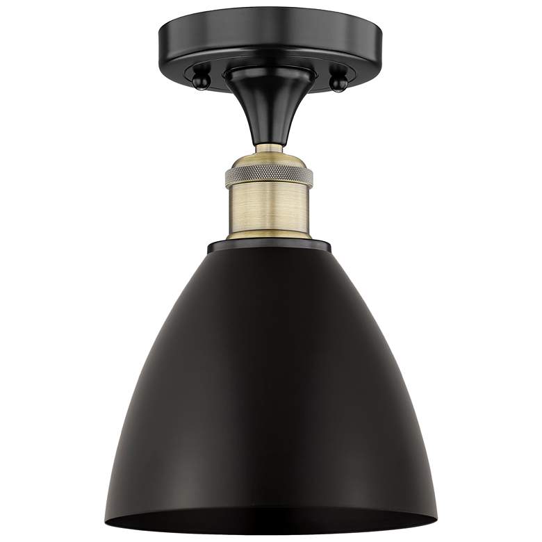 Image 1 Metal Bristol 7.5"W Black Antique Brass Semi.Flush Mount w/ Black Shad