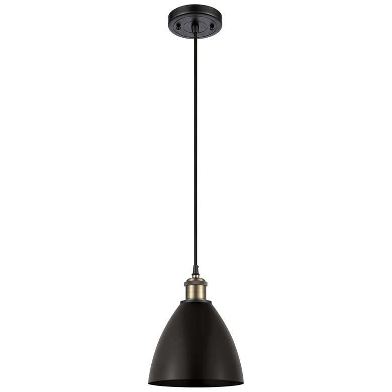 Image 1 Metal Bristol 7.5"W Black Brass Corded LED Pendant w/ Black Shade