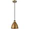 Metal Bristol 7.5"W Brushed Brass Corded Pendant w/ Black Shade