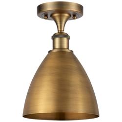 Metal Bristol 7.5"W Brushed Brass Semi.Flush Mount With Brushed Brass