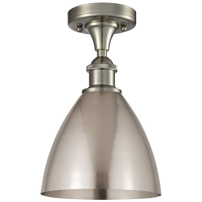 Image 1 Metal Bristol 7.5"W Brushed Satin Nickel LED Semi.Flush Mount