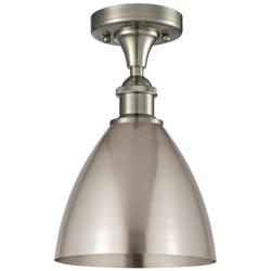 Metal Bristol 7.5"W Brushed Satin Nickel LED Semi.Flush Mount