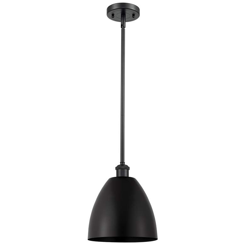 Image 1 Metal Bristol 9" Wide Matte Black Stem Hung Pendant w/ Matte Black Sha