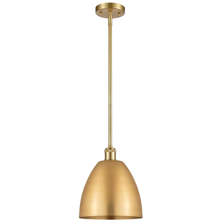 Image 1 Metal Bristol 9" Wide Satin Gold LED Pendant With Satin Gold Shade