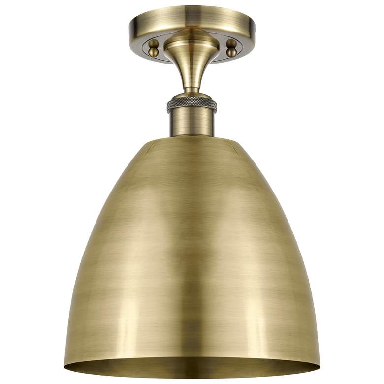 Image 1 Metal Bristol 9"W Antique Brass LED Semi.Flush Mount w/ Antique Brass