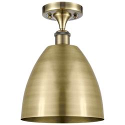 Metal Bristol 9"W Antique Brass LED Semi.Flush Mount w/ Antique Brass
