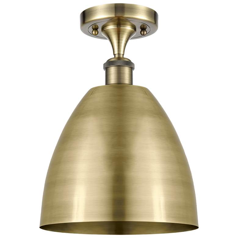 Image 1 Metal Bristol 9 inchW Antique Brass Semi.Flush Mount With Antique Brass Sh