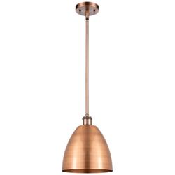 Metal Bristol 9&quot;W Antique Copper LED Pendant With Antique Copper Shade