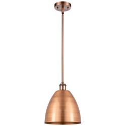 Metal Bristol 9"W Antique Copper LED Pendant With Antique Copper Shade