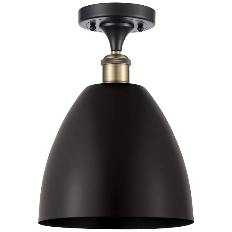 Image 1 Metal Bristol 9"W Black Brass LED Semi.Flush Mount With Black Shade
