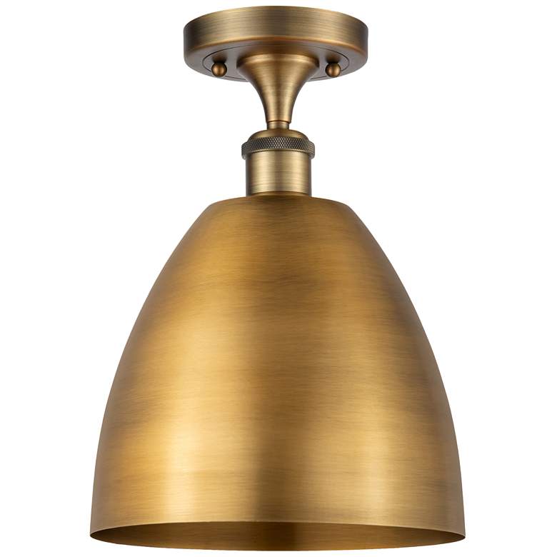 Image 1 Metal Bristol 9"W Brushed Brass LED Semi.Flush Mount w/ Brushed Brass
