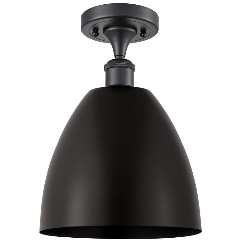 Image 1 Metal Bristol 9 inchW Matte Black LED Semi.Flush Mount With Black Shade