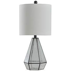 Image1 of Metal Cage and Glass Table Lamp - Aged Bronze - White