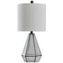 Metal Cage and Glass Table Lamp - Aged Bronze - White