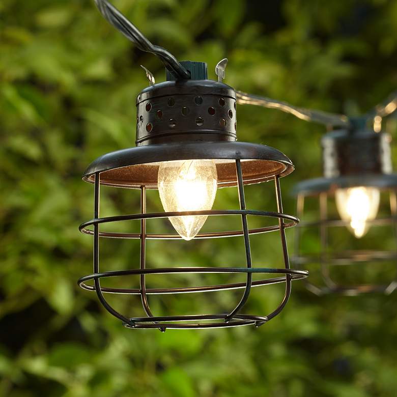 Image 1 Metal Cage Lantern String Party Lights - 10 Light Strand