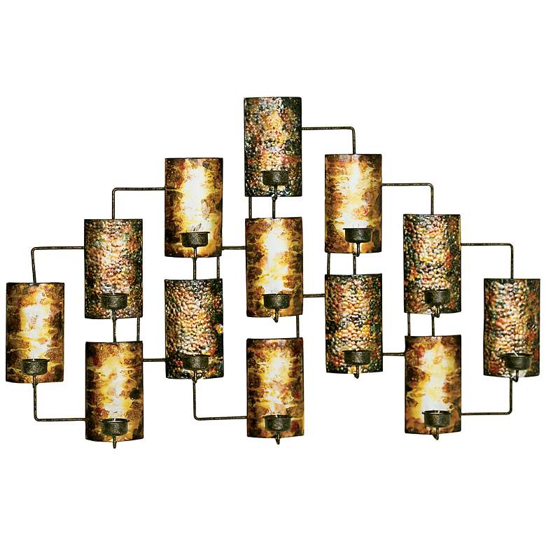 Image 1 Metal Candleholder 34 1/2 inch Wide Contemporary Wall Art