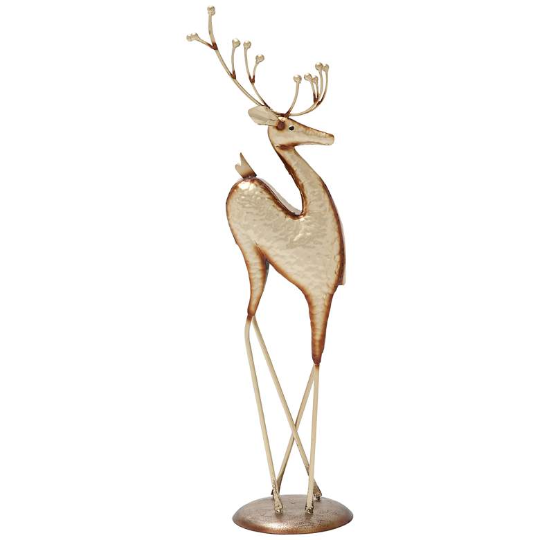 Image 1 Metal Deer 25 inch High Silver Statue