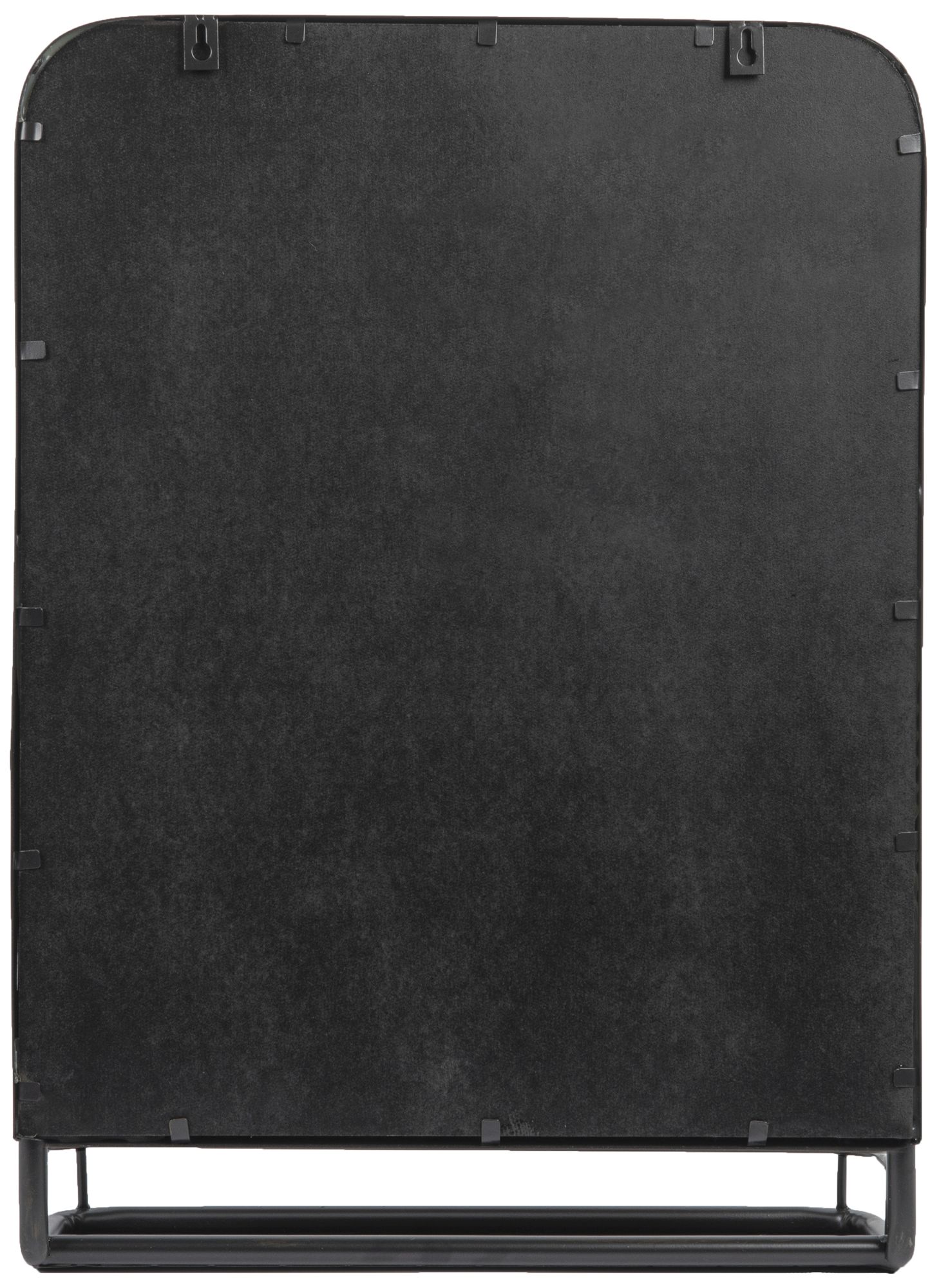 Image 6 Metal Framed Rectangle Wall Mirror with Shelf, Black more views