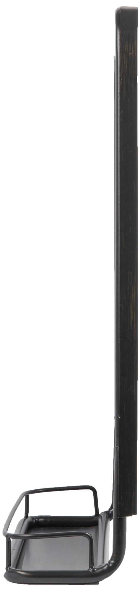 Image 7 Metal Framed Rectangle Wall Mirror with Shelf, Black more views