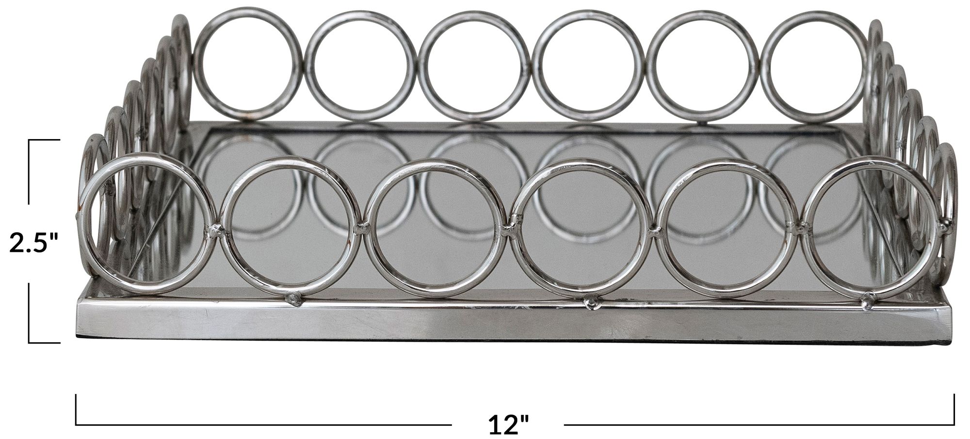 Image 3 Metal Mirrored Tray, Nickel Finish more views