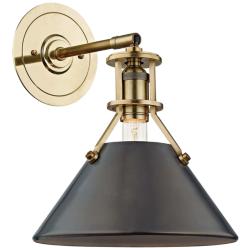 Metal No. 2 11&quot;H Aged Brass Sconce with Antique Bronze Shade