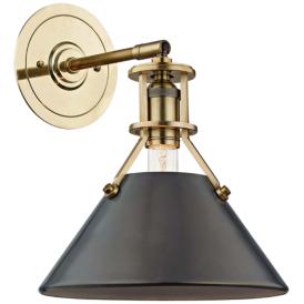 Metal No. 2 11"H Aged Brass Sconce with Antique Bronze Shade Metal No. 2 11"H Aged Brass Sconce with Antique Bronze Shade