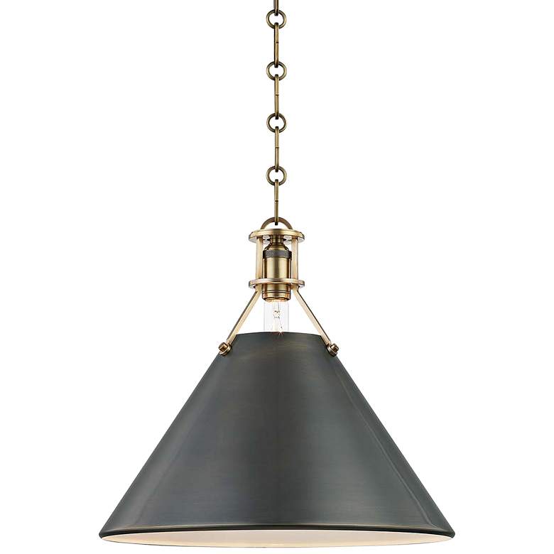 Image 2 Metal No.2 16" Wide Antique Distressed Bronze Pendant Light